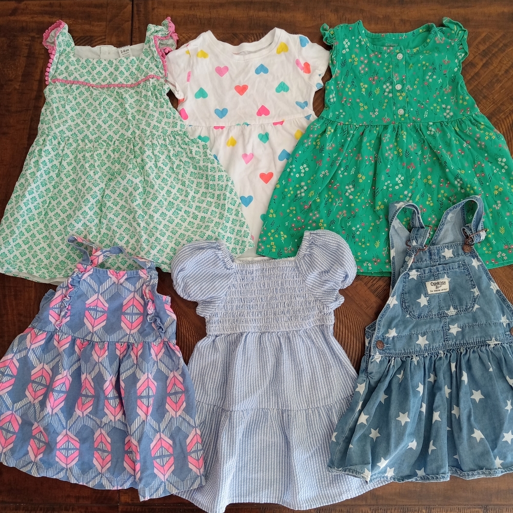Bundle of Six Cute Baby Girl Summer Dresses size 18-24 months ☀️☀️☀️